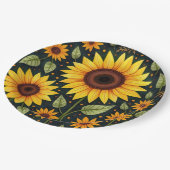 黄色のひまわり（黒） ペーパープレート (アングル)