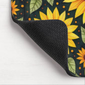 黄色のひまわり（黒） マウスパッド (コーナー)
