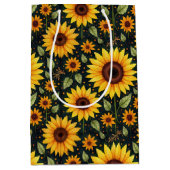 黄色のひまわり（黒） ミディアムペーパーバッグ (正面)