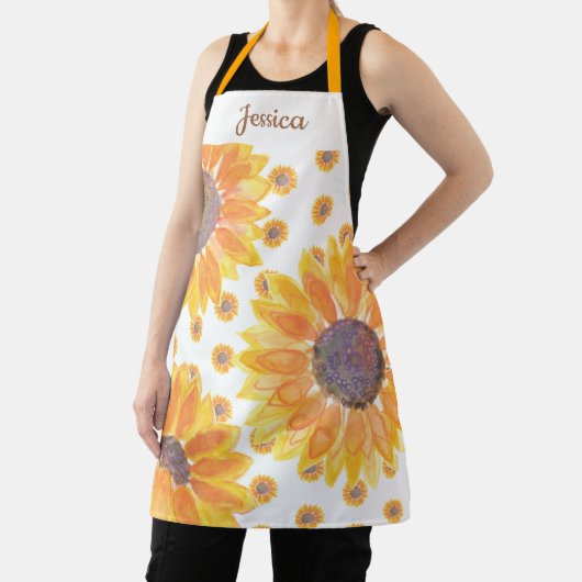 黄色のひま素朴わり名モノグラム エプロン (インサイチュ)