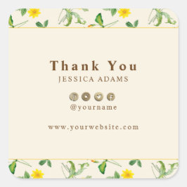 黄色のひま素朴わり水の色シール スクエアシール