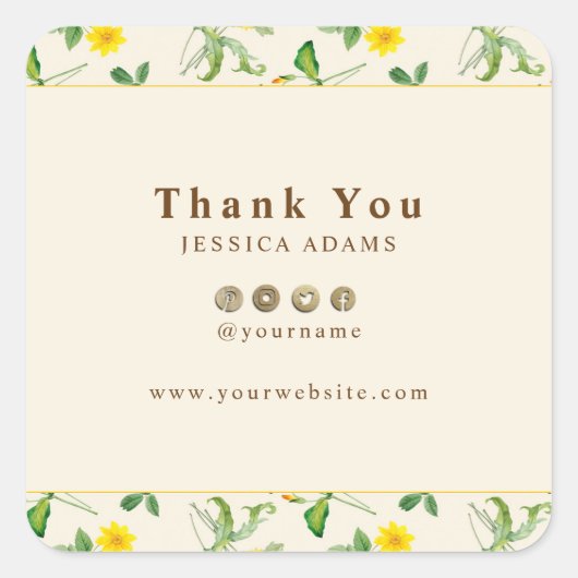 黄色のひま素朴わり水の色シール スクエアシール (正面)