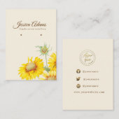 黄色のひま素朴わ花水彩耳飾り 名刺 (正面/裏面)