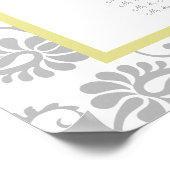 黄色のアイリスとグレーのシーティングチャートのアルファベット ポスター (角)