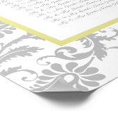 黄色のアイリスとグレーのシーティングチャートのアルファベット ポスター (角)