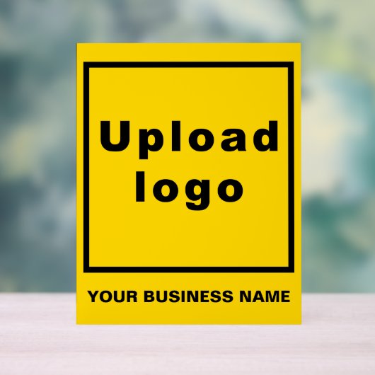 黄色のアクリルの看板に事業名とロゴ アクリルサイン (ニュートラル)