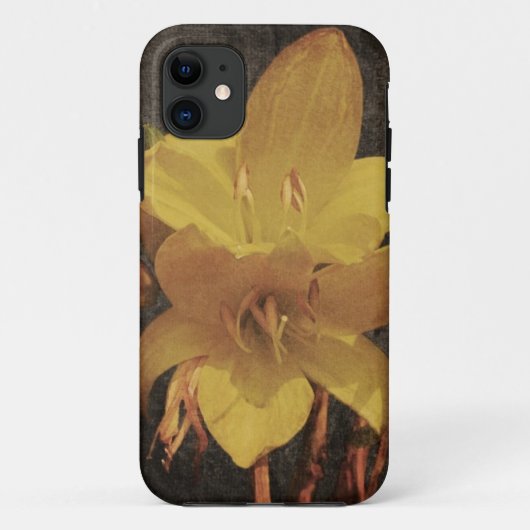 黄色のアジアンリリーの古い汚れたキャンバスの背景 Case-Mate iPhoneケース (裏面)