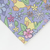 黄色のアヒルカラフルクリングワイルドフラワーかわいい子供たち フリースブランケット (角)