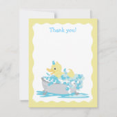 黄色のアヒル浴槽フラットありがとうご注意 ノートカード (正面)