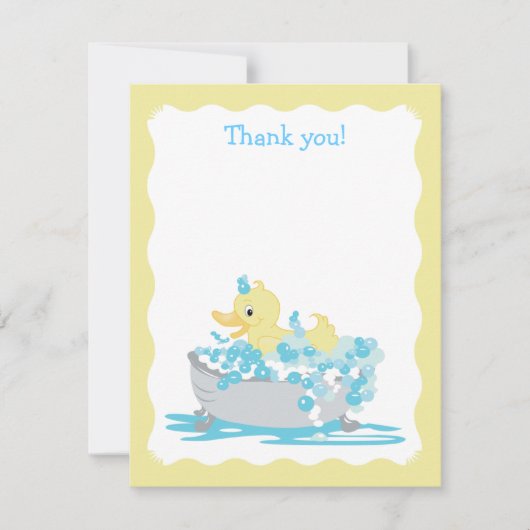 黄色のアヒル浴槽フラットありがとうご注意 ノートカード (正面)