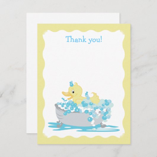 黄色のアヒル浴槽フラットありがとうご注意 ノートカード (正面/裏面)