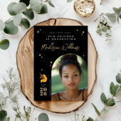 黄色のアフロユニコーンの卒業発表カード 招待状