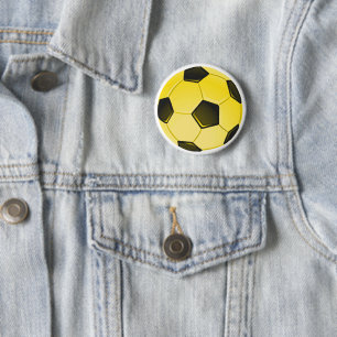 黄色のアメリカサッカーボールまたはサッカーピンバック 缶バッジ