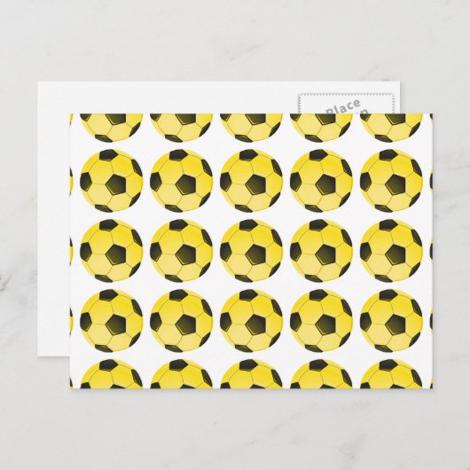 黄色のアメリカサッカーボールまたはサッカー ポストカード (正面/裏面)