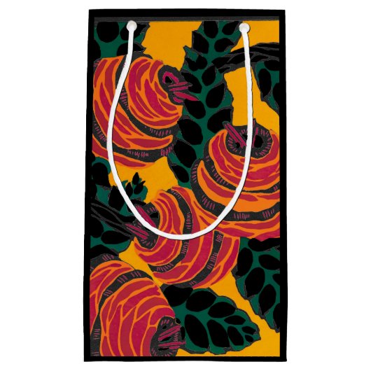 黄色のアンティーク中国の模様を有する抱き枕 スモールペーパーバッグ (正面)