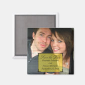 黄色のアールデコフレーム日付磁石を保存 マグネット (正面/裏面)