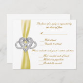 黄色のインフィニティハート応答カード 出欠カード (正面/裏面)