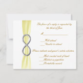 黄色のインフィニティ結婚の応答カード 出欠カード (正面)