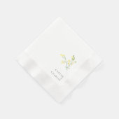 黄色のウィルドフラワー結婚ズのコーニングカクテル 縁ありカクテルナプキン (角)