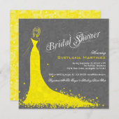 黄色のウェディングドレスにグレーのレース 招待状 (正面/裏面)