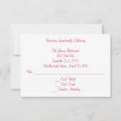 黄色のウェディング受付へピンクのバラの返信カード 招待状 (裏面)