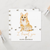 黄色のウェルシュコーギー犬の母子ペット誕生日 カード (正面/裏面インサイチュ)