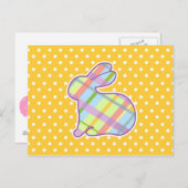 黄色のウサギのシェイプ水玉模様背景 ポストカード (正面/裏面)