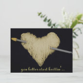 黄色のウールハートベイビー妊娠発表 案内状 (スタンド正面)