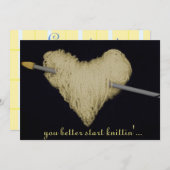 黄色のウールハートベイビー妊娠発表 案内状 (正面/裏面)