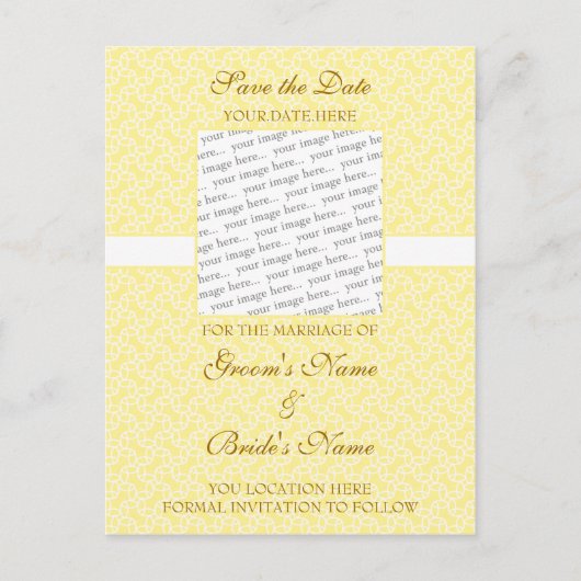 黄色のエッグシェル日付はがきを保存 案内ポストカード (正面)