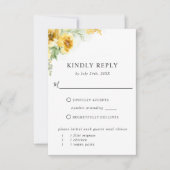 黄色のエレガントオークレーフローラと食事RSVP 出欠カード (正面)