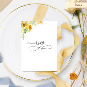 黄色のエレガントオークレーフローラと食事RSVP 出欠カード