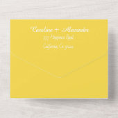 黄色のエレガントスクリプモダントRSVP QRコード オールインワン招待状 (裏面)