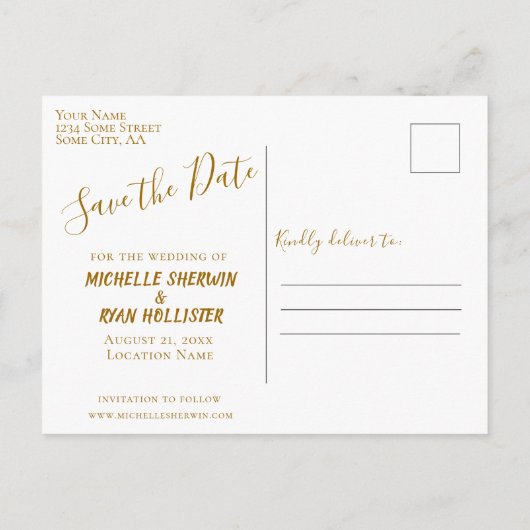 黄色のエレガントバラの結婚式の日付を保存 案内ポストカード (裏面)