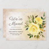 黄色のエレガントフローラバラのアドレス変更 案内状 (正面/裏面)