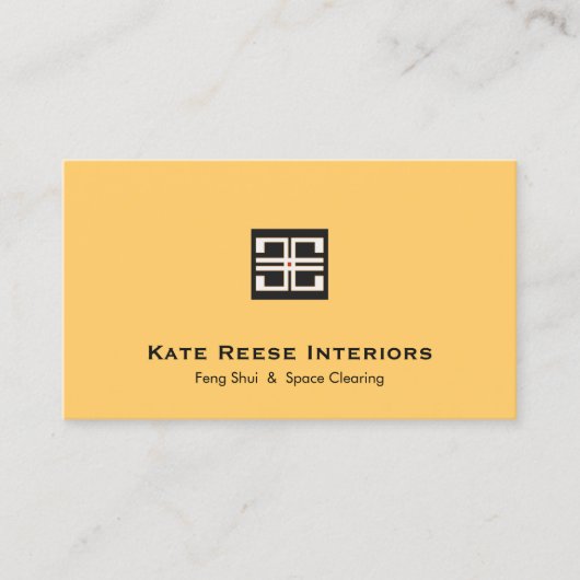 黄色のエレガント幾何学的ロゴ内部デザイン 名刺 (正面)