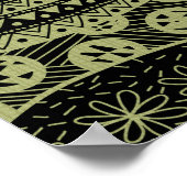 黄色のエレガント幾何学的抽象芸術の部族パターン ポスター (角)