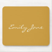 黄色のエレガント手書きスクリプト名カスタム マウスパッド (正面)