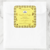 黄色のエレガント製品ラベルFloweringバラのロゴ スクエアシール (バッグ)