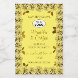 黄色のエレガント製品ラベルFloweringバラのロゴ フードラベル
