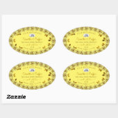 黄色のエレガント製品ラベルFloweringバラのロゴ 楕円形シール (シート)