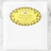 黄色のエレガント製品ラベルFloweringバラのロゴ 楕円形シール (バッグ)