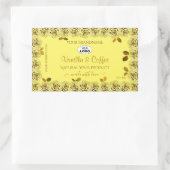 黄色のエレガント製品ラベルFloweringバラのロゴ 長方形シール (バッグ)