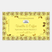 黄色のエレガント製品ラベルFloweringバラのロゴ 長方形シール (正面)