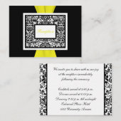 黄色のエンクロージャカード付き白黒のダマスク エンクロージャーカード (正面/裏面)