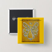 黄色のエンジェルボタンまたはピンとメカスタムッセージ 缶バッジ (正面&裏面)