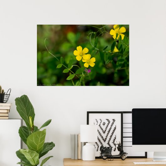 黄色のオシャリと永遠のエンドウの花のポスター ポスター (ホームオフィス)