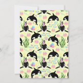 黄色のオルカ誕生日パーティー招待状 招待状 (裏面)