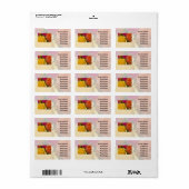 黄色のオレンジとピンクのバラの上の雨滴 ラベル (フルシート)