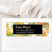 黄色のオレンジ緑の熱帯葉の名前と住所 ラベル (インサイチュ)